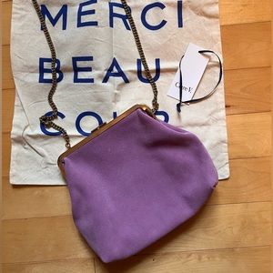 Clare V Suede Crossbody medium purple with dustbag